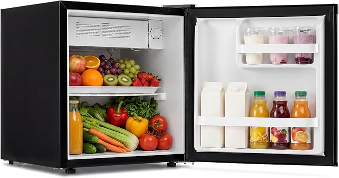 Compact Mini Fridge with Freezer, 1.7Cu.Ft Single Reversible Door Refrigerator w/7-Level Adjustable Thermostat, Quiet Small Fridge w/Removable Drip Tray for Dorm, Bedroom & Apartment (Black) | Single Reversible Door Refrigerator w/7-Level Adjustable Th... by ArlimeDirect