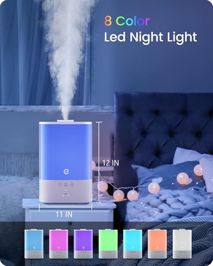 Humidifiers for Bedroom Large Room, Esemoil Smart WiFi Cool Mist Humidifiers for Baby, 3.5L Top Fill & 28dB Quiet, 40H Air Ultrasonic Diffuser with 8 Color Light, Voice Control, Compatible with Alexa - Image 9