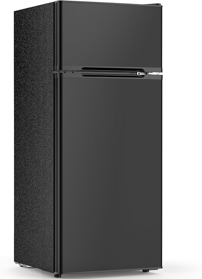 4.5 Cu.Ft Mini Fridge with Freezer, 2 Door Compact Refrigerator, Small Fridge with Adjustable Thermostat Energy Ultra Quiet, Mini Fridge Removable Glass Shelves for Bedroom Office Dorm-Satin Black by Electactic