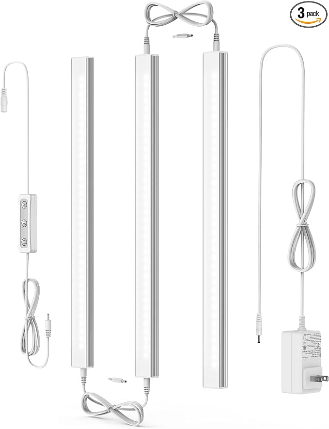 ASOKO Under Cabinet Led Light Plug in, Dimmable Daylight White 4500K, 3 Pack 12 by ASOKO