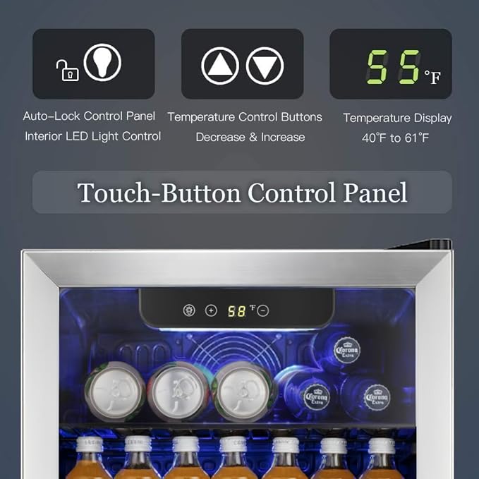 Antarctic Star Beverage Refrigerator Cooler -120 Can Glass Door Mini Fridge, for Soda Cola Beer or Wine Cooler Small Drink Dispenser Clear Front Door for Home, Bar 3.2cu.ft | 120 Can Capacity for Soda Cola Beer, Clear Front Glass Door for Home, Bar - Image 2