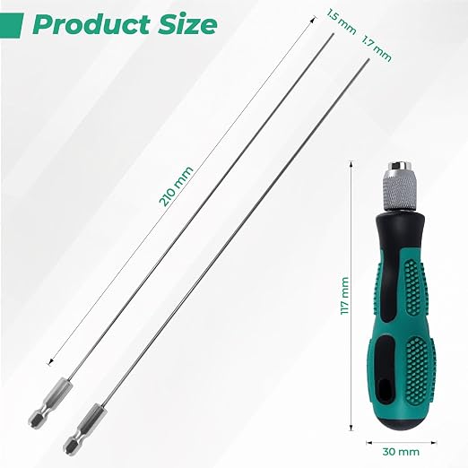 3D Printer Nozzle Cleaning Kit, 1.5mm & 1.7mm Extra-Long Stainless Steel Throat - Image 2