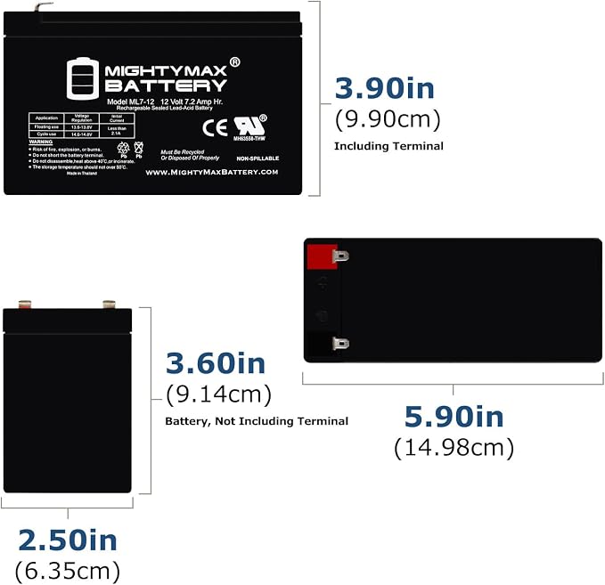 Mighty Max Battery 12V 7Ah Battery Replacement - Image 2