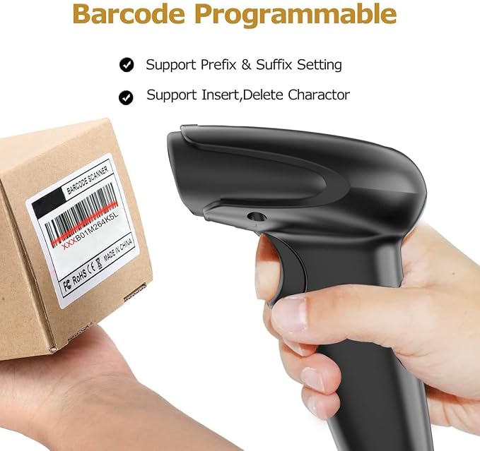 USB Wireless Barcode Scanner, Symcode 2.4GHz Handheld Automatic 1D Laser - Image 5