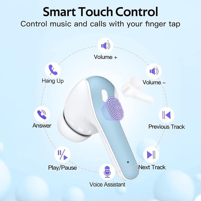 TAGRY Bluetooth Headphones True Wireless Earbuds 60H Playback LED Power Display Earphones with Wireless Charging Case IPX5 Waterproof in-Ear Ear buds with Mic for TV Smart Phone Laptop Computer Sports - Image 4