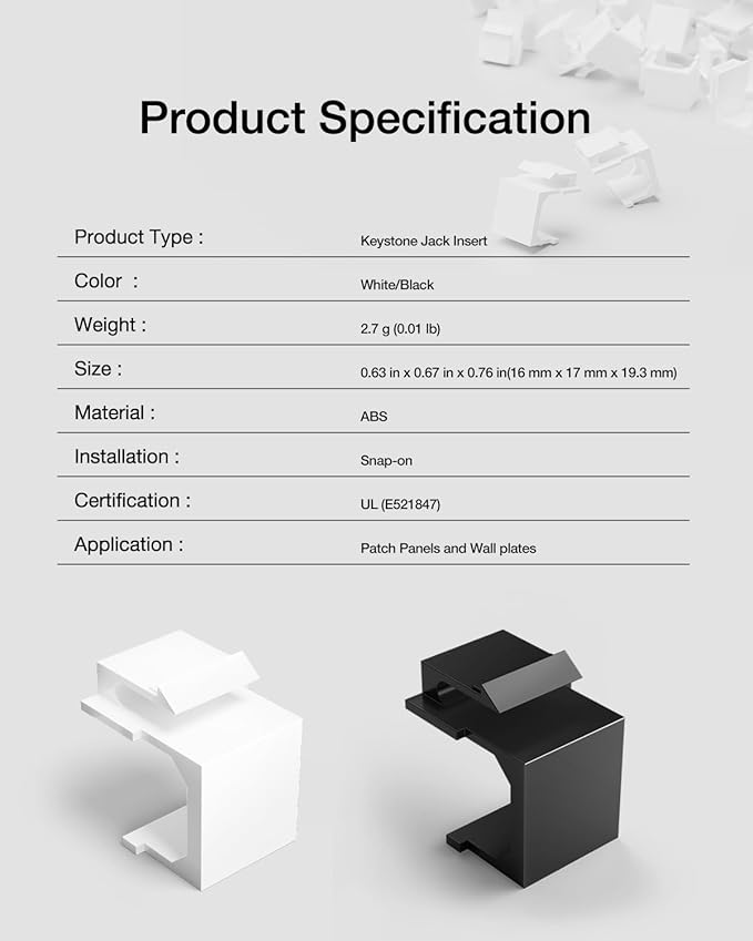 VCE UL Listed Blank Keystone Jack Inserts - Image 6