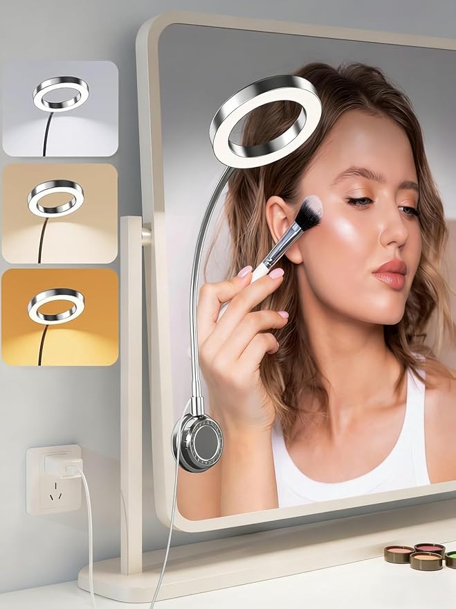 Suction Cup LED Vantiy Lights for Mirror, Flexible Gooseneck Stick on Selfie by Little+Joke