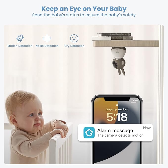 ieGeek Baby Monitor with 2K HD Resolution, Pan-Tilt-Zoom Video Baby Monitor - Image 5
