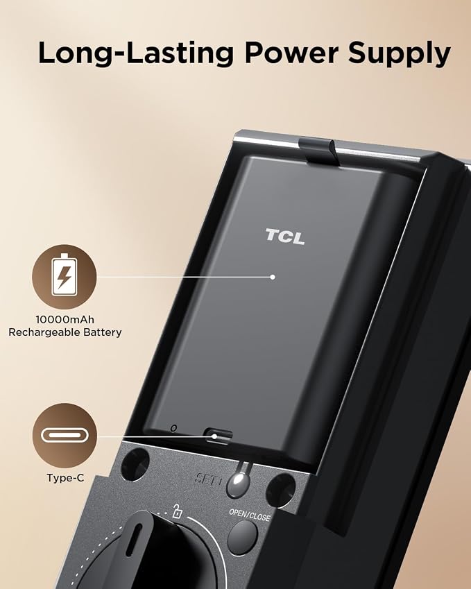 TCL D2 Pro Smart Lock with Palm Vein Recognition, Keyless Entry Door Lock - Image 7