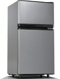 3.6 Cu.Ft Refrigerator with Freezer for Kitchen Office, Silver | Double Door Small Fridge with Freezer, 7-Level Thermostat, Adjustable Shelves & Quiet Operation for Dorm and Bedroom by Manastin