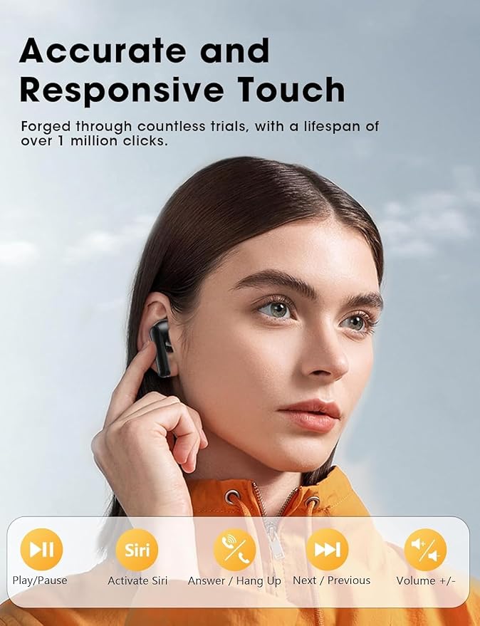 Wireless Earbuds, Hi-Fi Deep Bass Ear Buds, 48H Playtime In-Ear Headphones | 2 Mics for Clear Calls, LED Display, IPX7 Waterproof, Touch Control, Lightweight Bluetooth Earphones for iPhone/Android/TV - Image 7