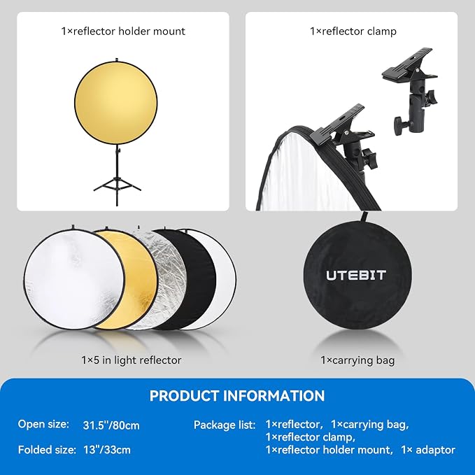 UTEBIT 31 Inch Light Reflector Stand Kit - Image 4
