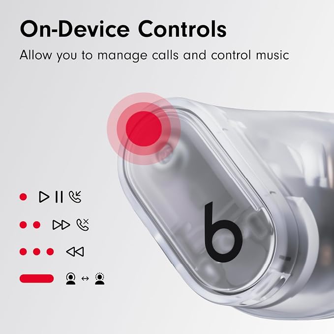 Beats Studio Buds + | True Wireless Noise Cancelling Earbuds, Enhanced Apple & Android Compatibility, Built-in Microphone, Sweat Resistant Bluetooth Headphones, Spatial Audio - Transparent - Image 5
