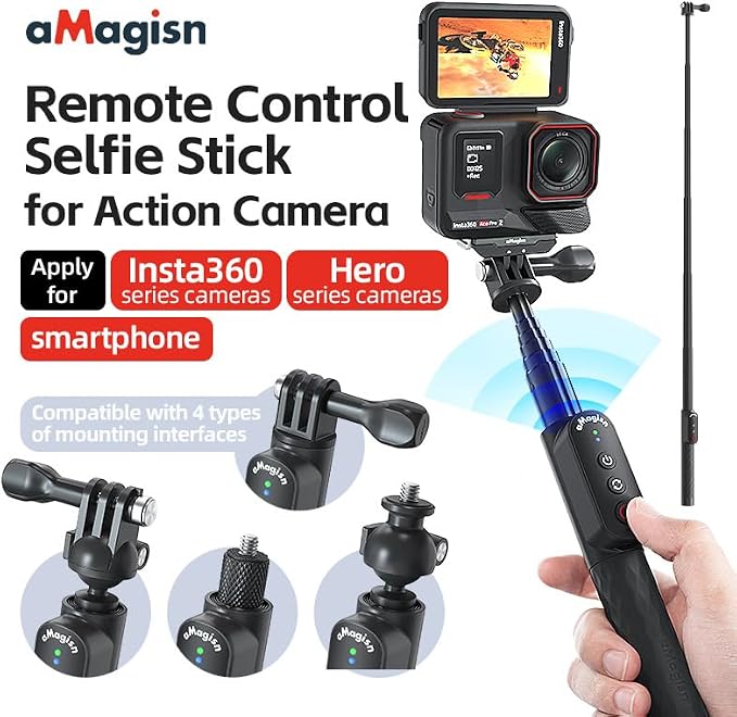 Remote Control Selfie Stick Rechargeable Waterproof 100CM Stretchable Compatible - Image 2