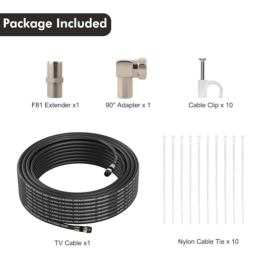 20ft RG6 Coaxial Cable, 75 Ohm TV Coax Cable - Image 2