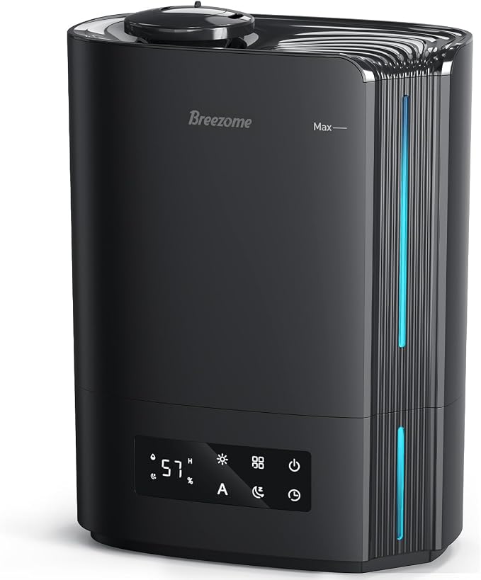 BREEZOME 6L Humidifiers for Bedroom Large Room & Essential Oil Diffuser, Ultrasonic Top Fill Cool Mist Humidifiers for Baby, Plants, Nursery Last up to 60 Hours, Smart Humidistat Control, Quiet, Black by BREEZOME