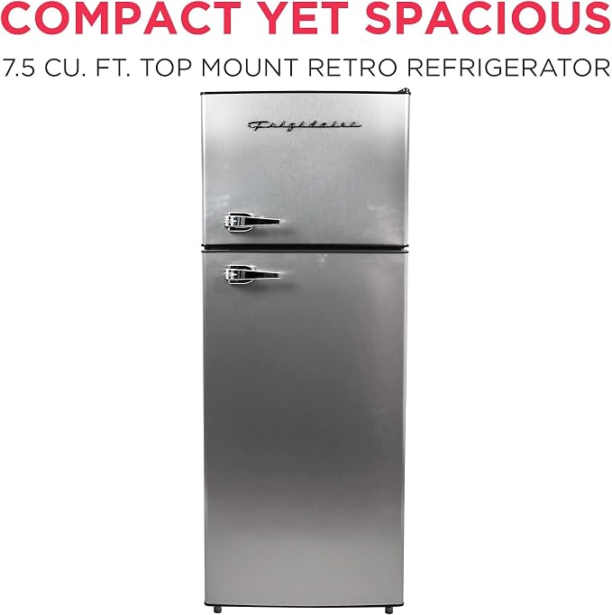 Frigidaire, 2 Door Apartment Size Refrigerator/Freezer Combo, 7.5 cu ft, Platinum Series, Stainless, 23" D x 21.5" W x 55.5" H - Image 3