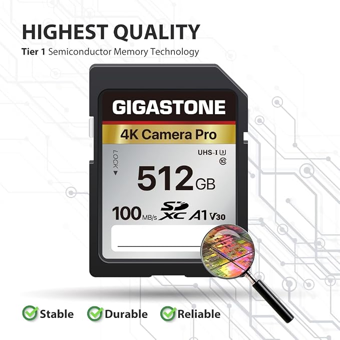 【5-Years Data Recovery】 GIGASTONE SD Card 512GB Memory Card 4K Pro Series Speed - Image 4