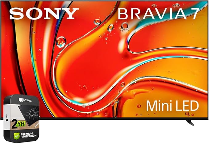 Sony K65XR70 BRAVIA 7 65 inch 4K HDR Smart QLED Mini-LED TV 2024 (Renewed) Bundle with 2 YR CPS Enhanced Protection Pack by Amazon+Renewed