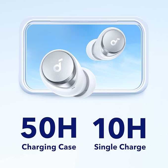 Soundcore by Anker Space A40 Adaptive Active Noise Cancelling Earbuds | Reduce Noise by Up to 98%, Ultra Long 50H Playtime, 10H Single Playtime, Hi-Res Sound, Comfortable Fit, Wireless Charge - Image 4