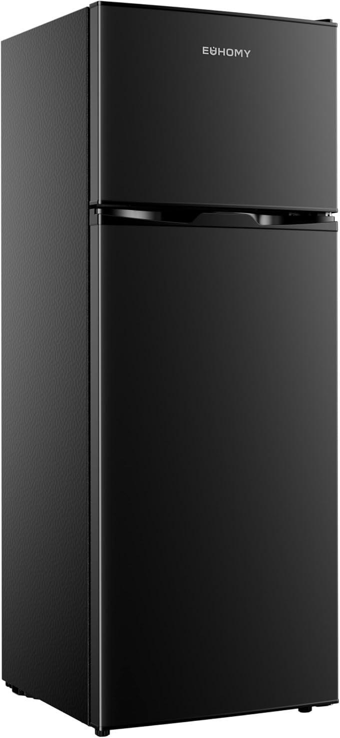 EUHOMY 7.4 Cu.Ft. Refrigerator with Freezer, 2 Door Fridge, Adjustable Thermostat，Large Capacity, Refrigerator for Kitchen/Dorm/Office/Apartment - Food Storage or Cooling drinks, Black by EUHOMY