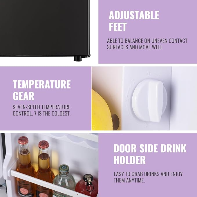 2.4 Cu.Ft Small Refrigerator with Freezer Dorm Mini Fridge with Removable Plastic Shelves Mini Refrigerator Ideal for Home, Office,Dormitory Gray - Image 5