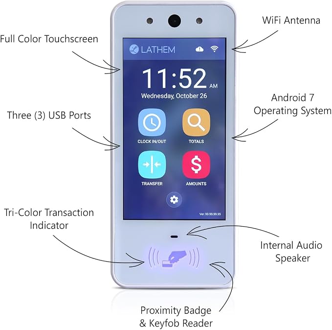Lathem Touch-Free Wi-Fi Time Clock System w/ 15 Badges - Image 2