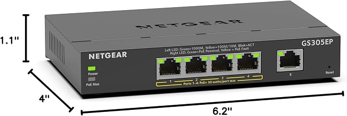 NETGEAR 5 Port PoE Gigabit Ethernet Easy Smart Managed Essentials Switch - - Image 9