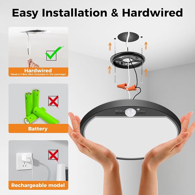 slochi 4Pack Motion Sensor Light Indoor Wired, 12 Inch 3000K/4000K/6500K Closet - Image 2