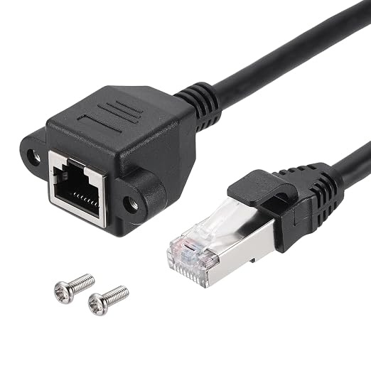 MECCANIXITY Cat6 Ethernet Extension Cable, 1Ft RJ45 Male to Female Screw Panel by MECCANIXITY