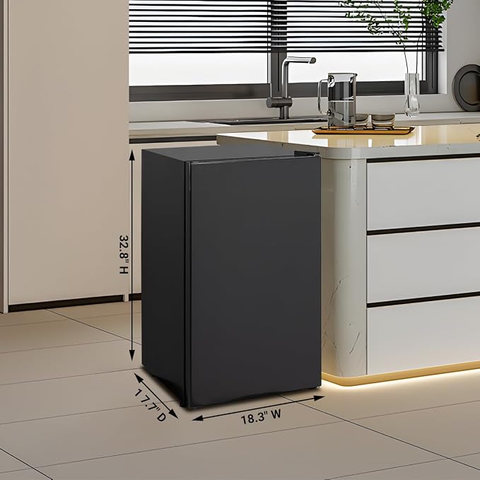 3.1 Cu.Ft Mini Fridge with Single Door, Small Refrigerator with Adjustable Thermostat & Removable Glass Shelves, Mini Fridge for Bedroom, Office, Dorm, Black - Image 3