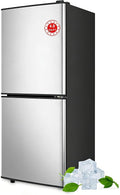 Refrigerator with Freezer 4.0 Cu.Ft Bottom Freezer 2 Door Fridge Silver | 7 Level Adjustable Thermostat Control, Lock Fresh,for Apartment Bedroom Dorm and Office,Low noise by KRIBBLING