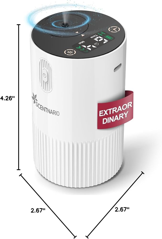 Waterless Diffuser for Essential Oil - Aroma Diffuser for Home with Battery Indicator, Portable Smart Scent Air Machine 1/2/3 & Continuous Mist, Timing & Auto-Off Function (White) - Image 8