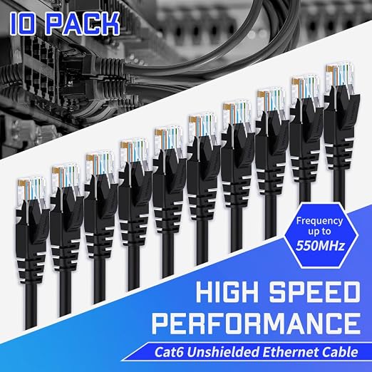 Cat6 Ethernet Cable 3 Feet 10 Pack Network RJ45 Cat6 Internet Patch Cable - Image 2