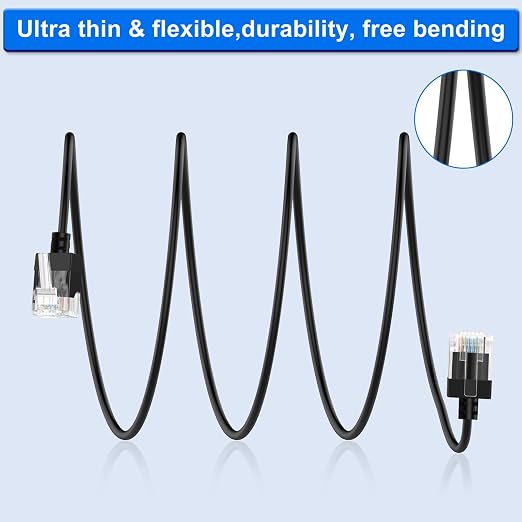 Cat6A Ethernet Cable 90 Degree Left Angled 15FT, Flexible Slim & Ultra Thin - Image 6