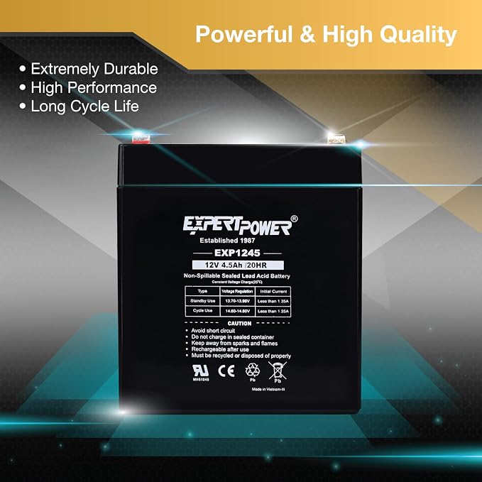 ExpertPower EXP1245-12V 4.5Ah Rechargeable SLA Battery - Image 4