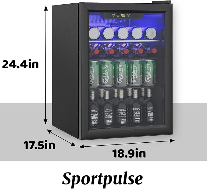 Compact Beverage Refrigerator, 2.6Cu.Ft/95 Can Mini Fridge with Glass Door and Digital Display, Small Drink Fridge with Adjustable Shelves for Soda, Beer, or Wine, Compact Fridge for Home - Image 3