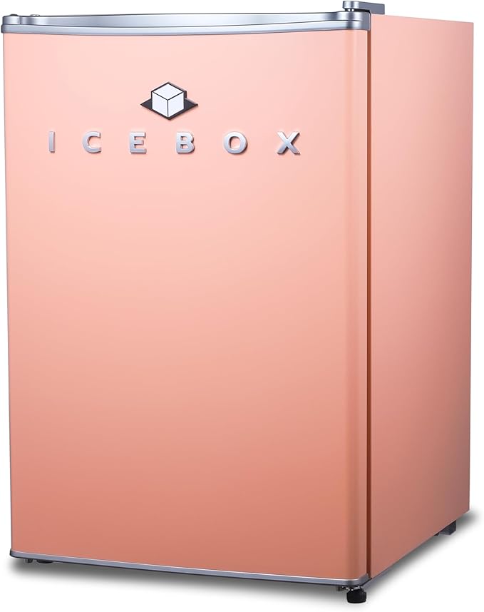 ICEBOX 2.5 Cu. Ft. Compact Refrigerator, ENERGY STAR Certified Small Refrigerator, Single Door Mini Fridge with Chiller Compartment, R600a Refrigerant, IBCR25BLS, Blush Red by ICEBOX