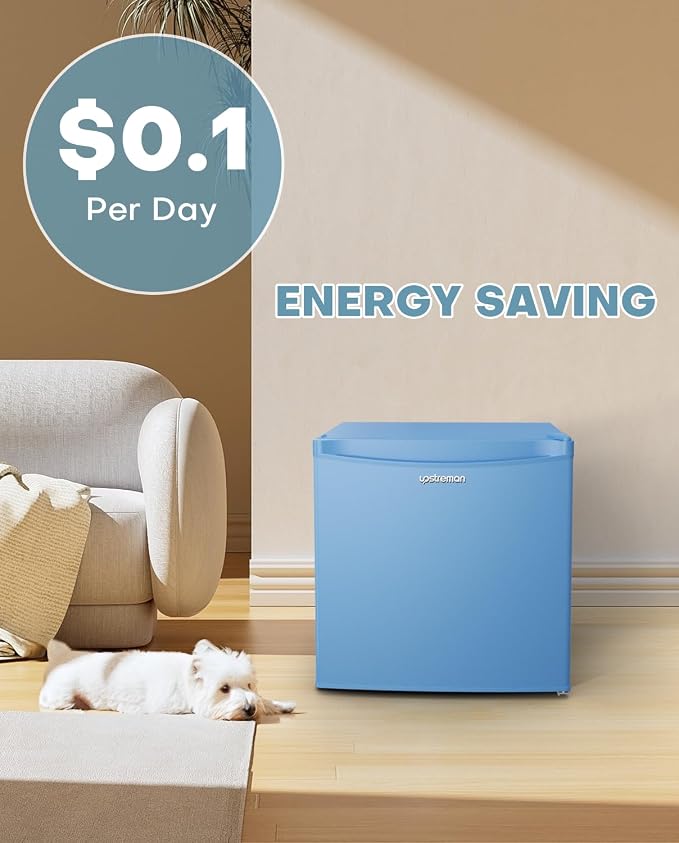 Upstreman 1.7 Cu.ft Mini Fridge with Freezer, Blue-FR17 | Dorm Essentials, Adjustable Thermostat, Energy Saving, Low Noise, Compact Refrigerator for Dorm, Office, Bedroom - Image 5