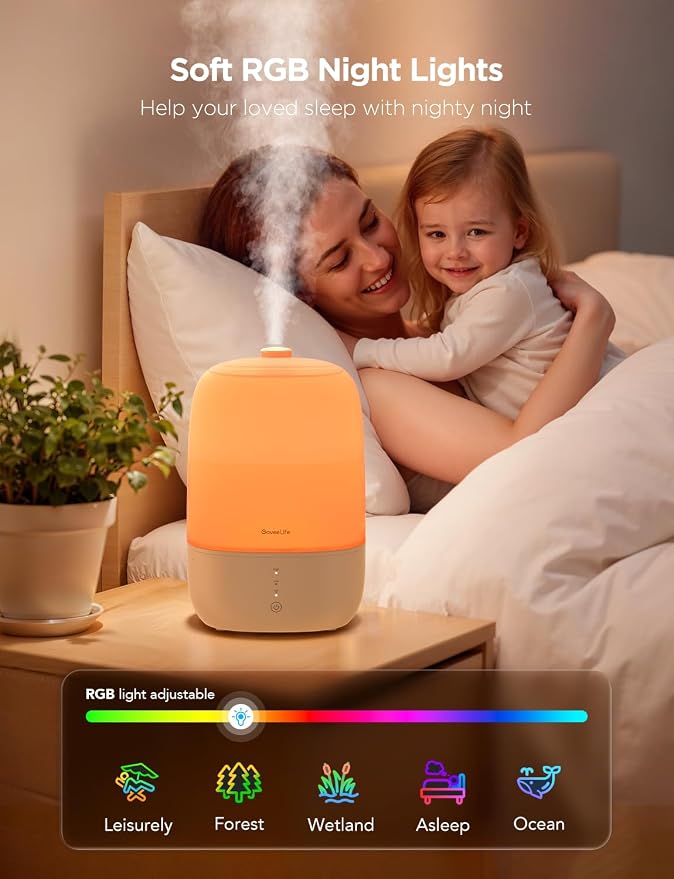 GoveeLife Smart Humidifiers for Bedroom, 3L Top Fill Cool Mist Humidifiers with Essential Oil Diffuser, Humidity Control, WiFi Air Humidifier with Night Light, for Baby, Plants, Home, Work with Alexa - Image 5