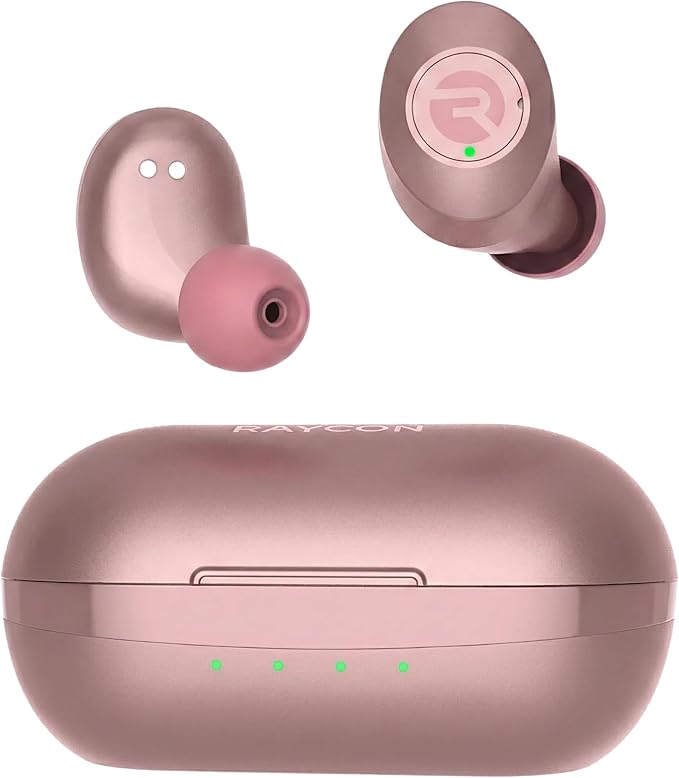 Raycon Everyday Bluetooth Wireless Earbuds with Microphone - Active Noise Cancelling, Sweat & Water-Resistant Earphones, Ear Buds Wireless Bluetooth Up to 32 Hours Playtime (Rose Gold) by RayconGlobal