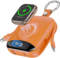 Portable Charger, 10000mAh 22.5W Fast Charging Power Bank with Built-in Cables, Travel Essentials Battery Pack with LED Display for iPhone, Portable iWatch Charger for 11/10/9/8/7/6/5/SE/Ultra Orange by CITICR