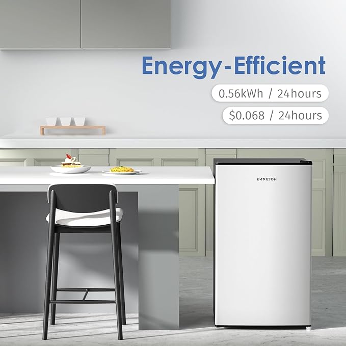 Mini Fridge with Freezer 3.2 Cu.Ft for Bedroom and Office Silver | Single Door, Small Refrigerator, Energy-efficient, Low Noise, Mini fridge for Dorm - Image 6