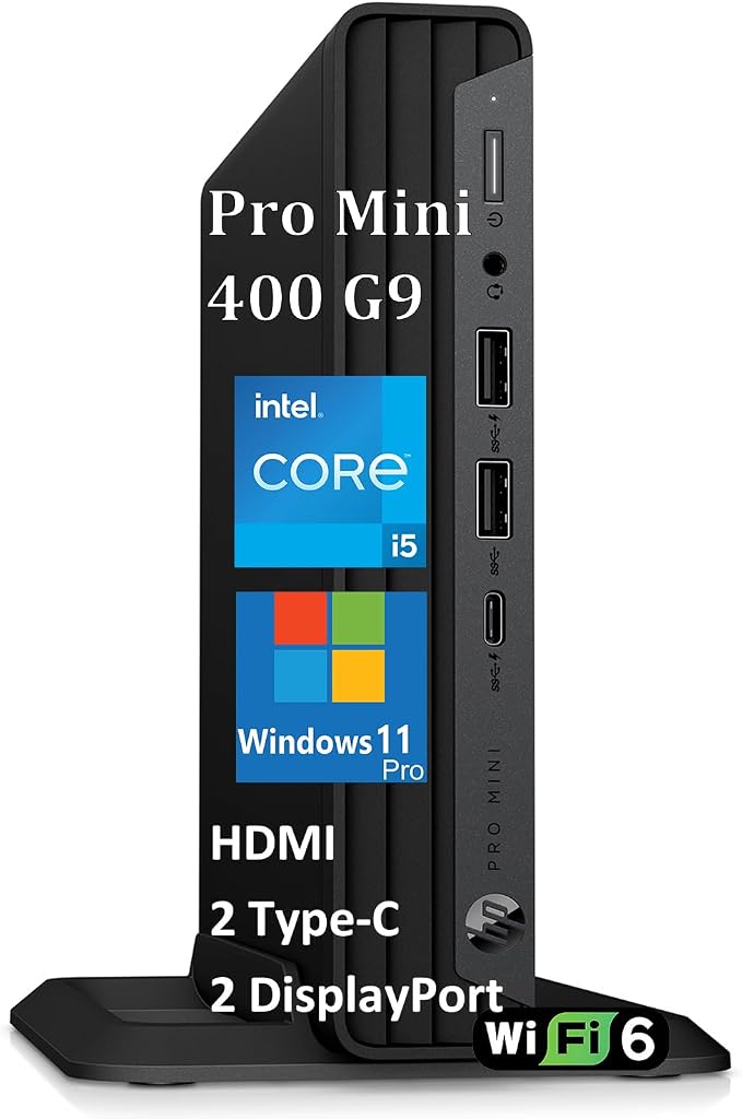 HP 2026 Mini Desktop PC Computer, Intel i5-12500T (16GB RAM, 256GB SSD) | Ultra-Compact Silent, Lifetime Office 365, 3X 4K Display Support, Keyboard & Mouse & Stand, Windows 11 Pro for Office Work by Unknown