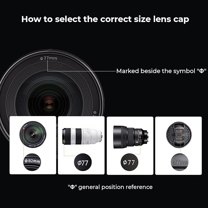 K&F Concept 40.5mm Lens Cap, 9-in-1 Center Pinch Lens Cover + Anti-Loss Keeper - Image 2