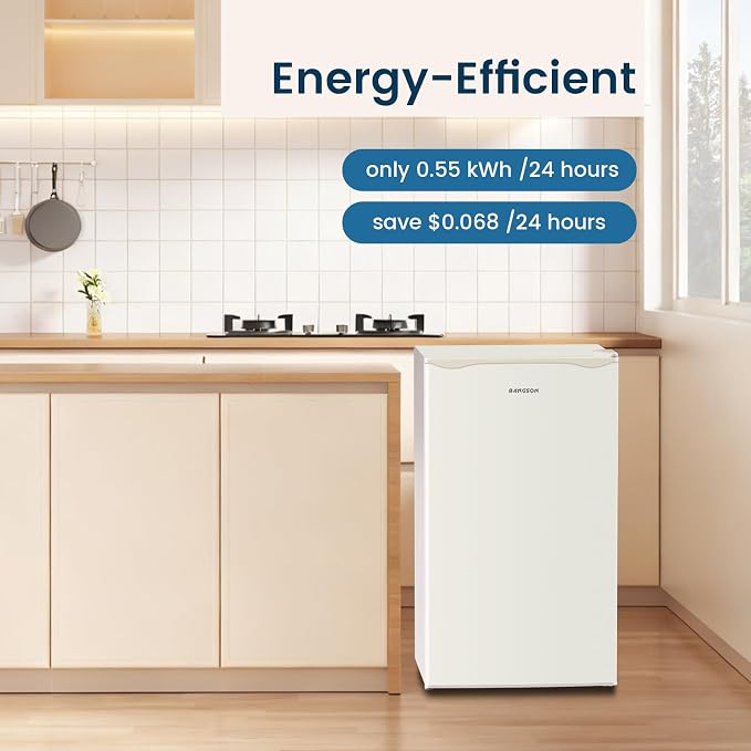 Mini Fridge with Freezer 3.2 Cu.Ft for Bedroom Cream White | Single Door, Small Refrigerator, Energy-efficient, Low Noise, Mini fridge for Dorm Office - Image 5