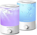 MEGAWISE 2 pack 3.5L Ultrasonic Cool Mist Humidifier – Top-Fill, Essential Oil Diffuser, Quiet Operation, Night Light, Auto Shut-Off for Home & Office (2) by MEGAWISE