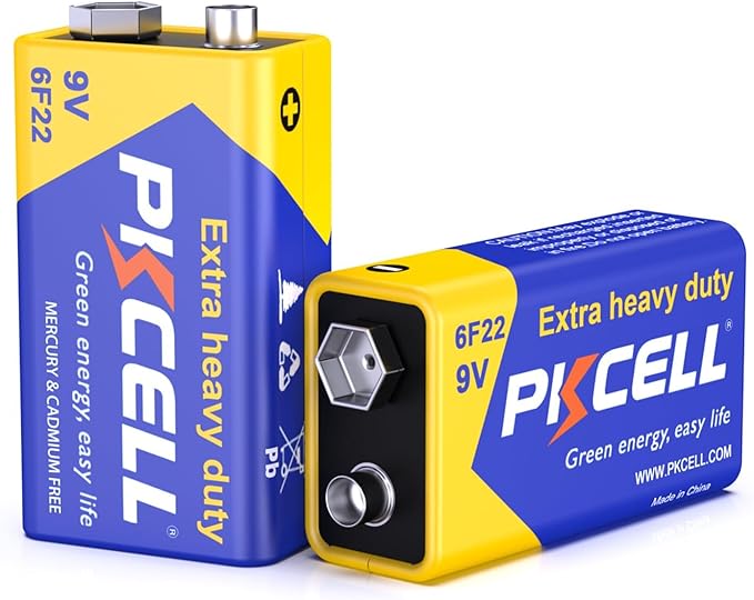 PKCELL 9 Volt Battery, 2 Pack 9V Batteries by Pkcell