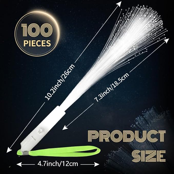 SHQDD 100 PCS White Fiber Optic Wands, LED Fiber Wands, Wedding Party Supplies - Image 3