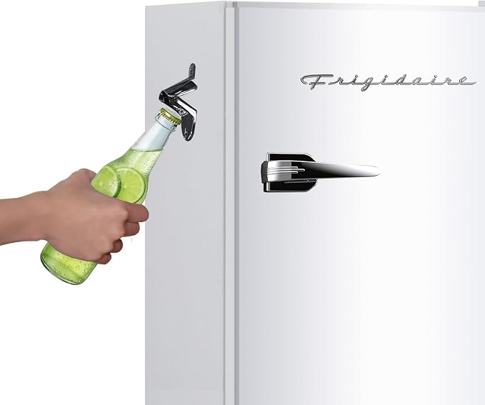 Frigidaire Retro Compact Fridge with Chiller, 3.2 cu ft Countertop Fridge with Built-In Bottle Opener, Compact Refrigerator for Office, Bedroom, Dorm Room or Cabin - 18.7"D x 19.01"W x 33.27"H (White) - Image 7